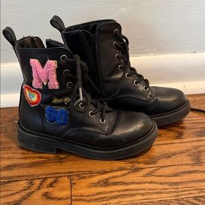Steve Madden Lace-Up Combat Boots with Colorful Patches
